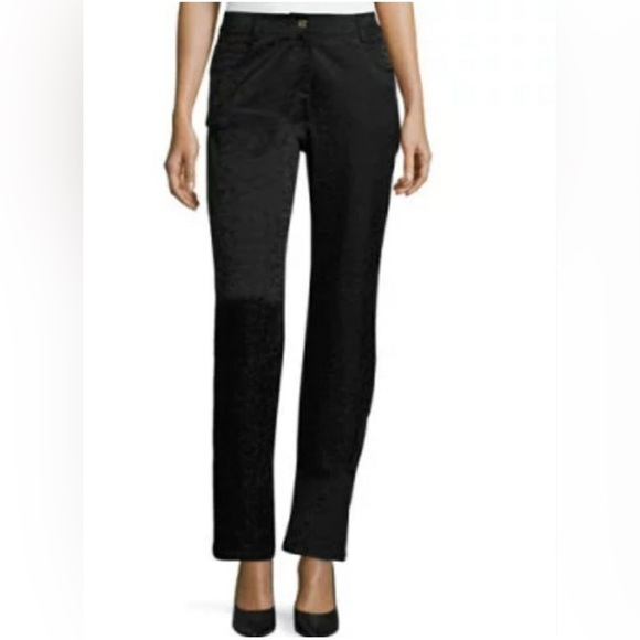 St John black Leather suede pants. Classic elegant quiet luxury classy feminine - Picture 1 of 15